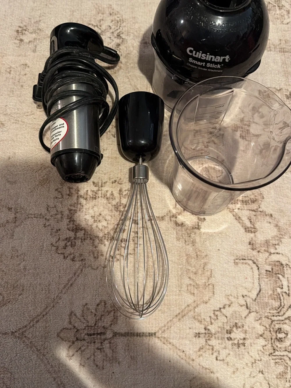 Cuisinart Black and Silver Hand Blender with Whisk and Measuring Cup